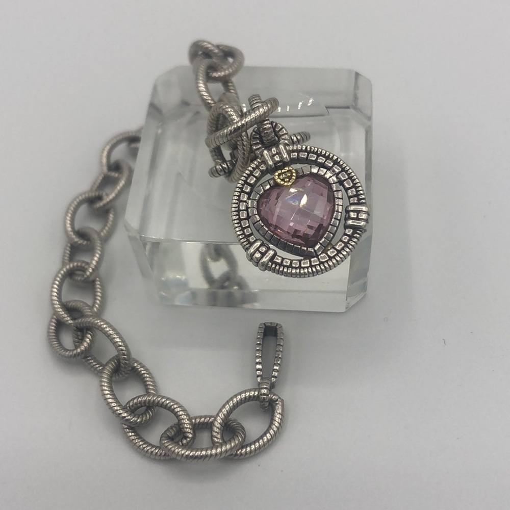 Judith ripka charm bracelet with pink quartz